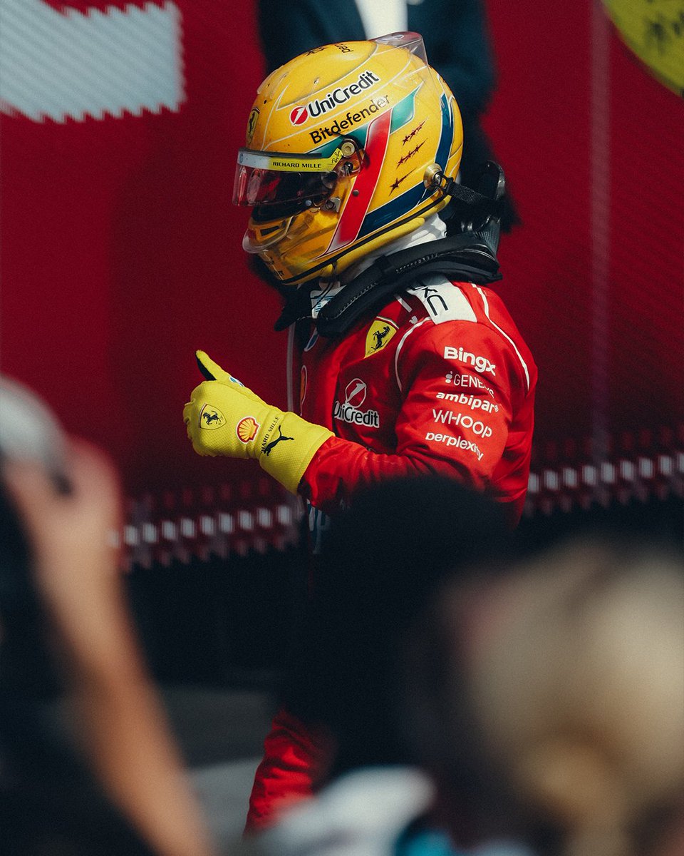 ScuderiaFerrari's tweet photo. That’s a 16th podium at home for LH ❤️🏡 https://t.co/iOx8COIaZ6