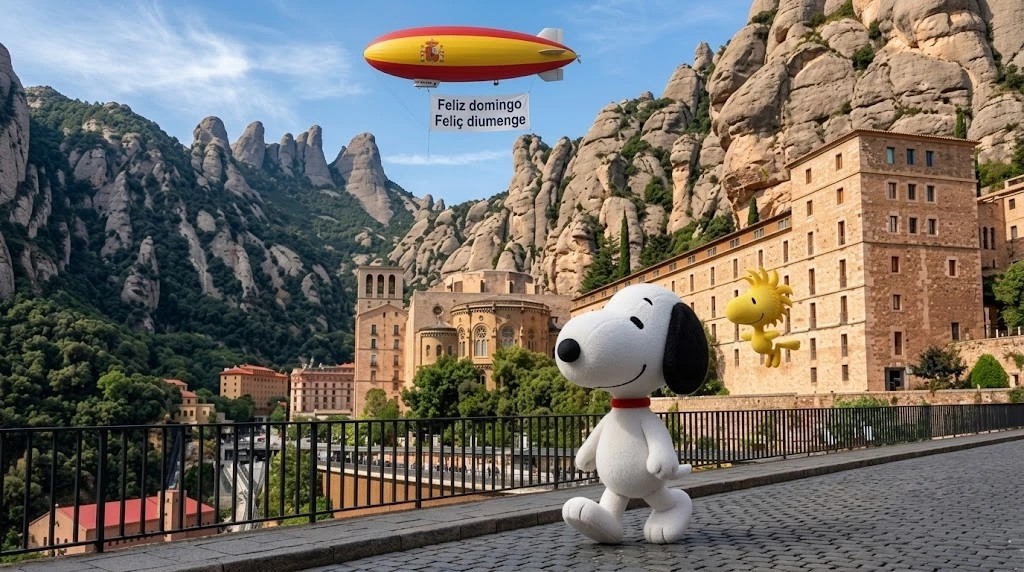 alfacevedoa's tweet photo. Feliz domingo,
#Snoopy #Woodstock #AIGeneratedImages #Google / #Gemini #España #Cataluña #Barcelona #Montserrat https://t.co/fKJdXfxJpe