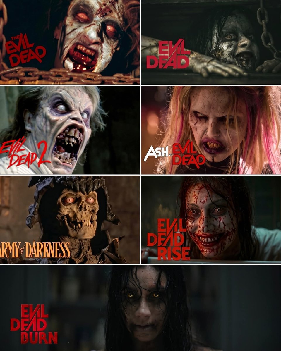 KhaliphaJibreel's tweet photo. The Deadites have evolved, but they've never stopped being horror's most terrifying creatures.

From the original Evil Dead classics to Evil Dead Rise and the upcoming Evil Dead Burn, every film delivers fresh chaos, brutal gore, twisted body horror, and pure demonic madness. ☠️ https://t.co/oyJ2bSFSxv
