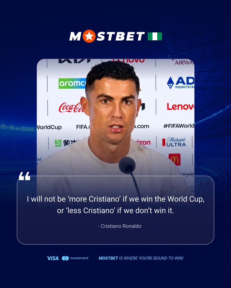 mostbetng's tweet photo. Cristiano Ronaldo has spent over two decades chasing greatness. Now, he's chasing peace just as much as trophies. 🐐❤️

At 41, with five Ballons d'Or, countless records and a legacy already secured, the World Cup is no longer about proving who he is. It's about enjoying every moment, leading his country one last time and embracing the journey.

Win or lose, football has already witnessed one of its greatest stories.

The trophy may complete the dream. It won't define the man.🇵🇹🏆