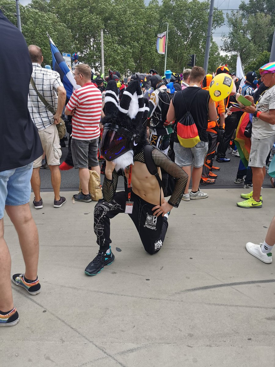 UmbraProtogen's tweet photo. Pride in Cologne, truly the most fun i have ever had! Idk who the fuzzies are in the group photo but yall cute as hell. Also featuring @kink_Hunter_  who took most of the pics 🗣️🔥 https://t.co/YfCneP7680