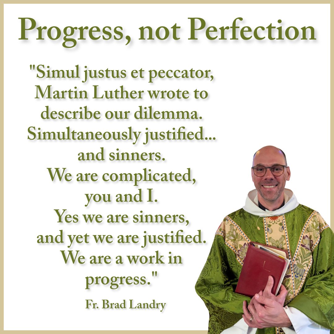 StMarksPville's tweet photo. A few words from Fr. Brad’s sermon today. A good reminder it’s progress, not perfection! #ComeAndSee https://t.co/q4479nNke5