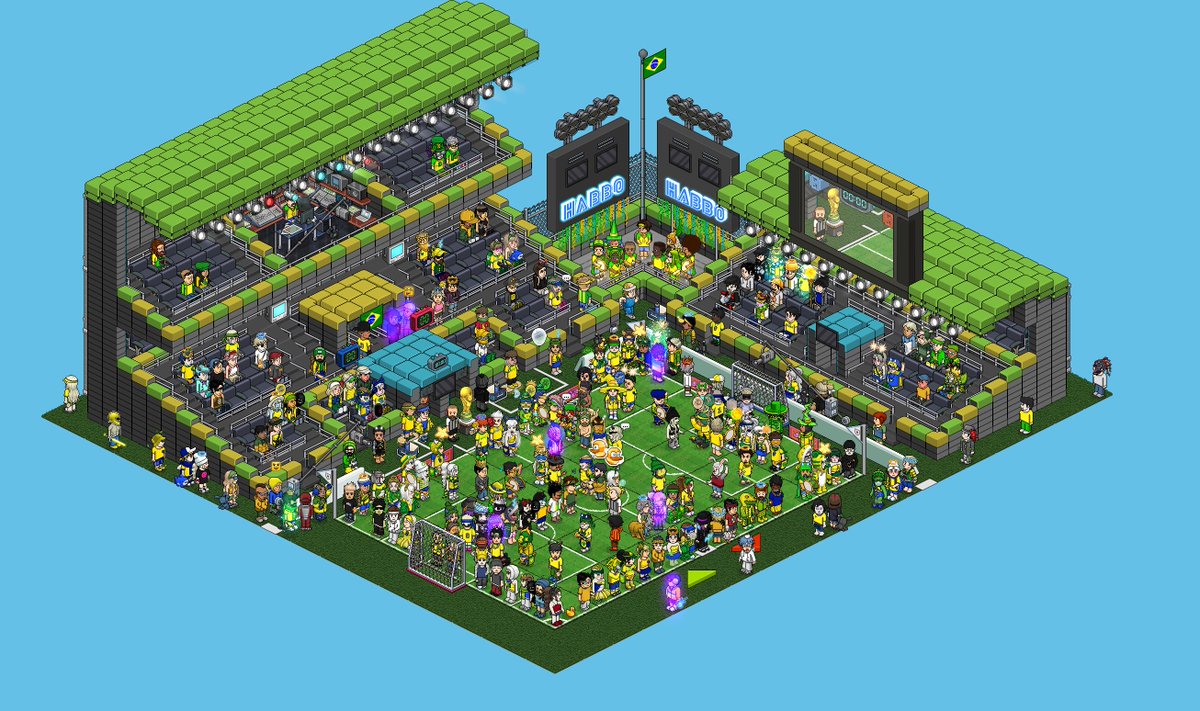 HabboPTBR's tweet photo. Brasil x Noruega! 🇧🇷⚽

Vocês lotaram o estádio desde cedo! Agora é hora de torcer pelo Brasil rumo às quartas! 💚💛

🔨 AeA &amp; Ygoor- https://t.co/xI2uVhCIfb