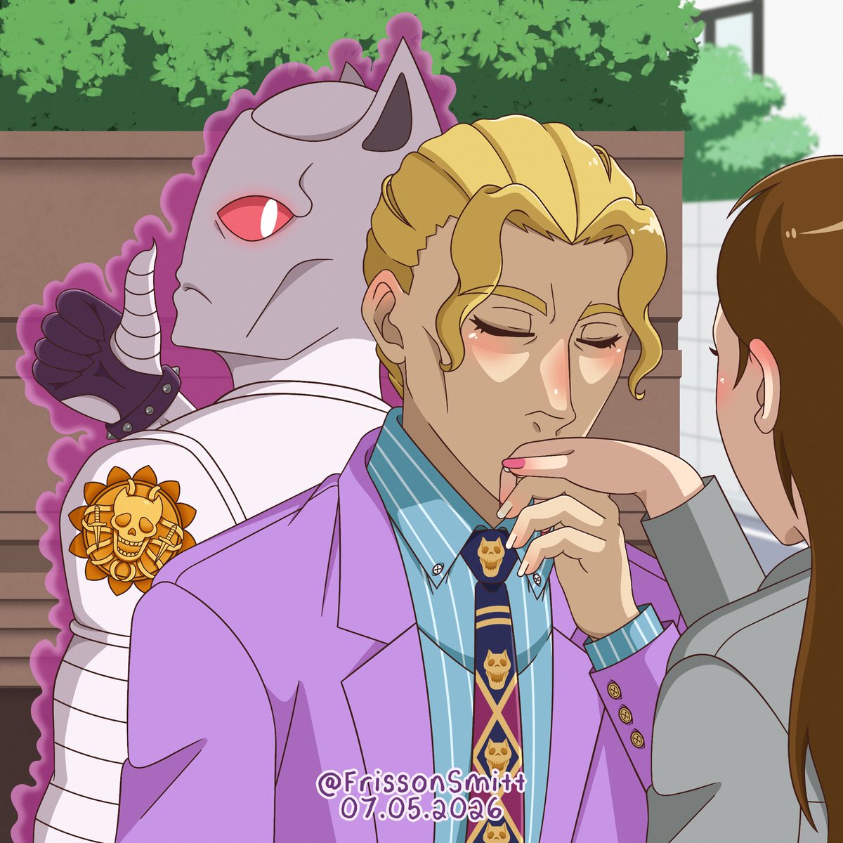 FrissonSmitt's tweet photo. I’ve been re-watching JJBA starting with Part 4 in anticipation of the rest of the release of SBR and wanted to draw Kira! #JJBA #JojosBizarreAdventure #DiamondIsUnbreakable https://t.co/J8cAlW228u