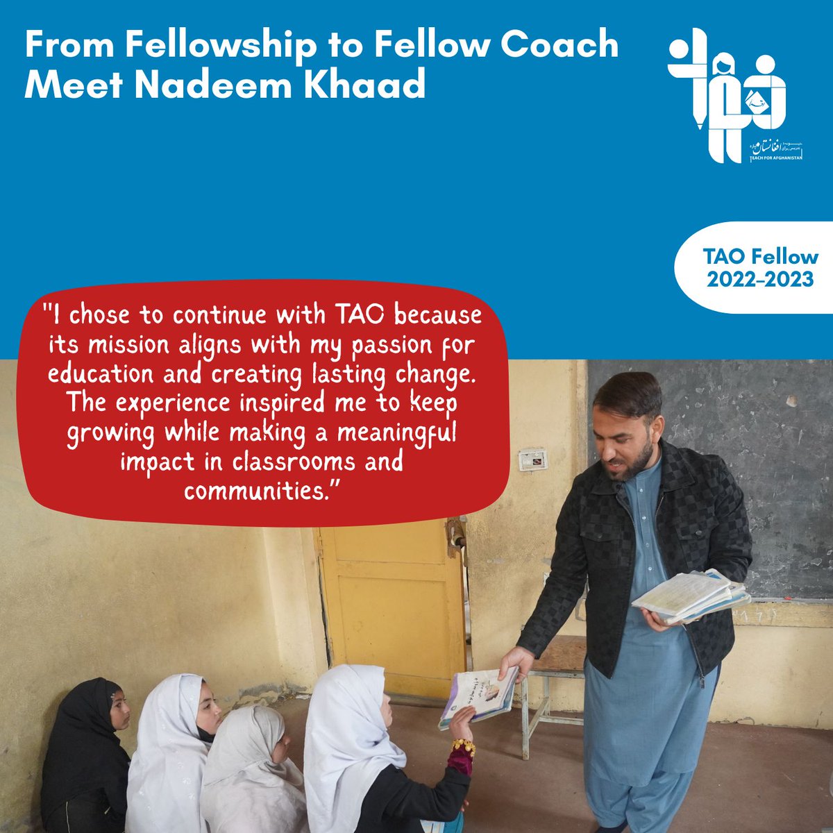 Teach4AFG's tweet photo. Leadership creates a ripple effect.

These four coaches were once Teach For Afghanistan Fellows. Today, they're mentoring the next generation of educators, proving that leadership grows through service.
Support our campaign: https://t.co/6EfzIbQmrl https://t.co/kzSTQfgqIg