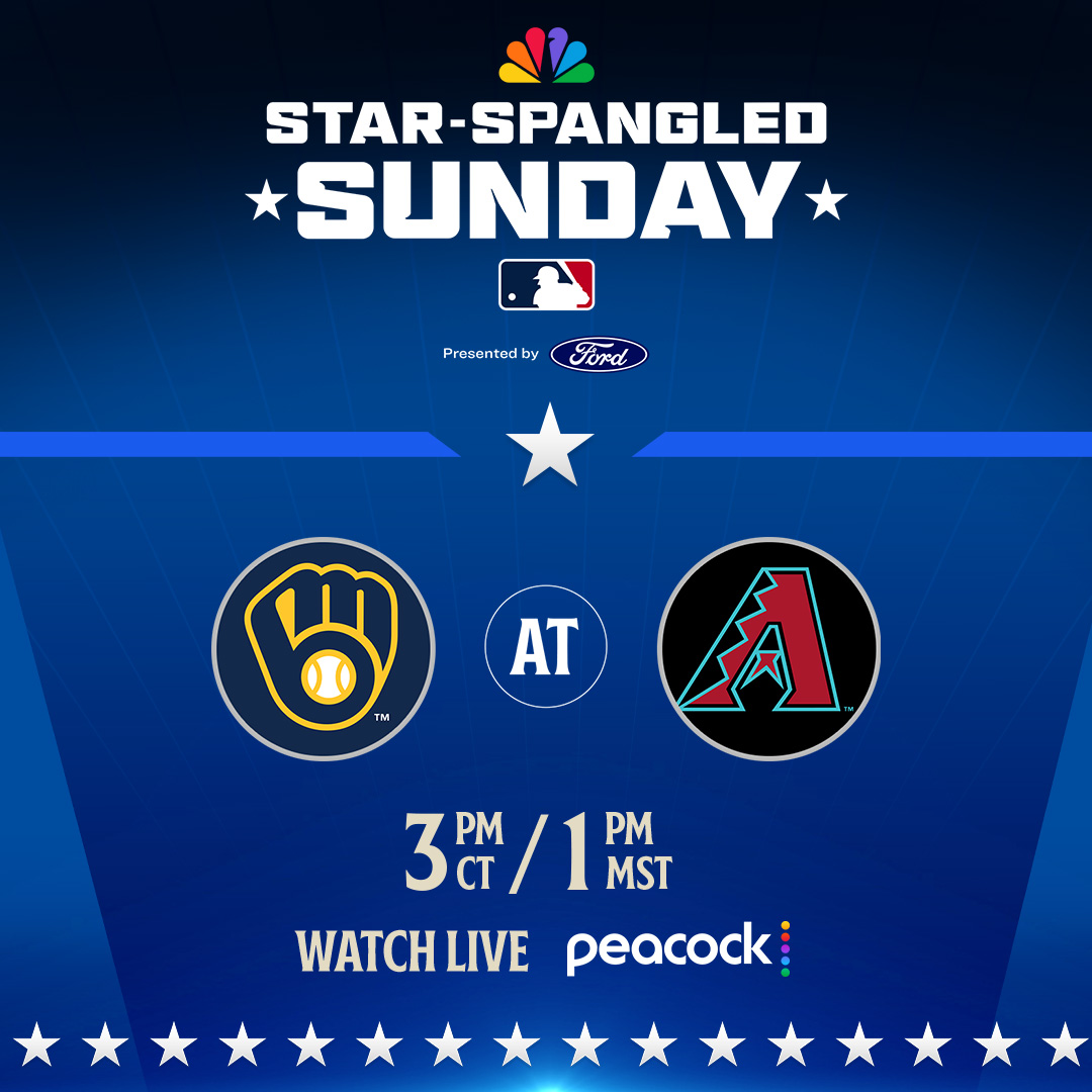 Brewers's tweet photo. 💥 #StarSpangledSunday 💥 
Brewers at D-Backs
⏰ 3:00 CT
📺 Live on @Peacock 

→ https://t.co/vU9VlMl90D https://t.co/8iBn5EQDUg