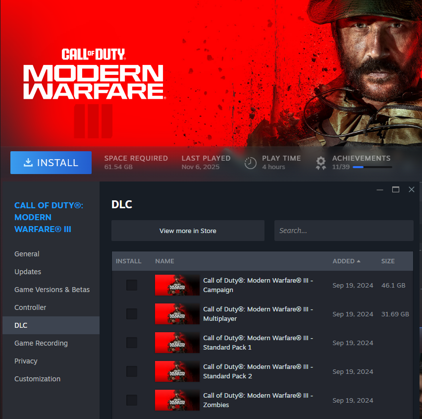rebukexloki's tweet photo. Why the hell the mwiii launcher is 61gigs? i have not selected any mode btw. i dont wanna install 100gigs just to play multiplayer. whats wrong with my steam?
#callofduty #modernwarfare3 #codmwiii https://t.co/WUMWD5a5C5