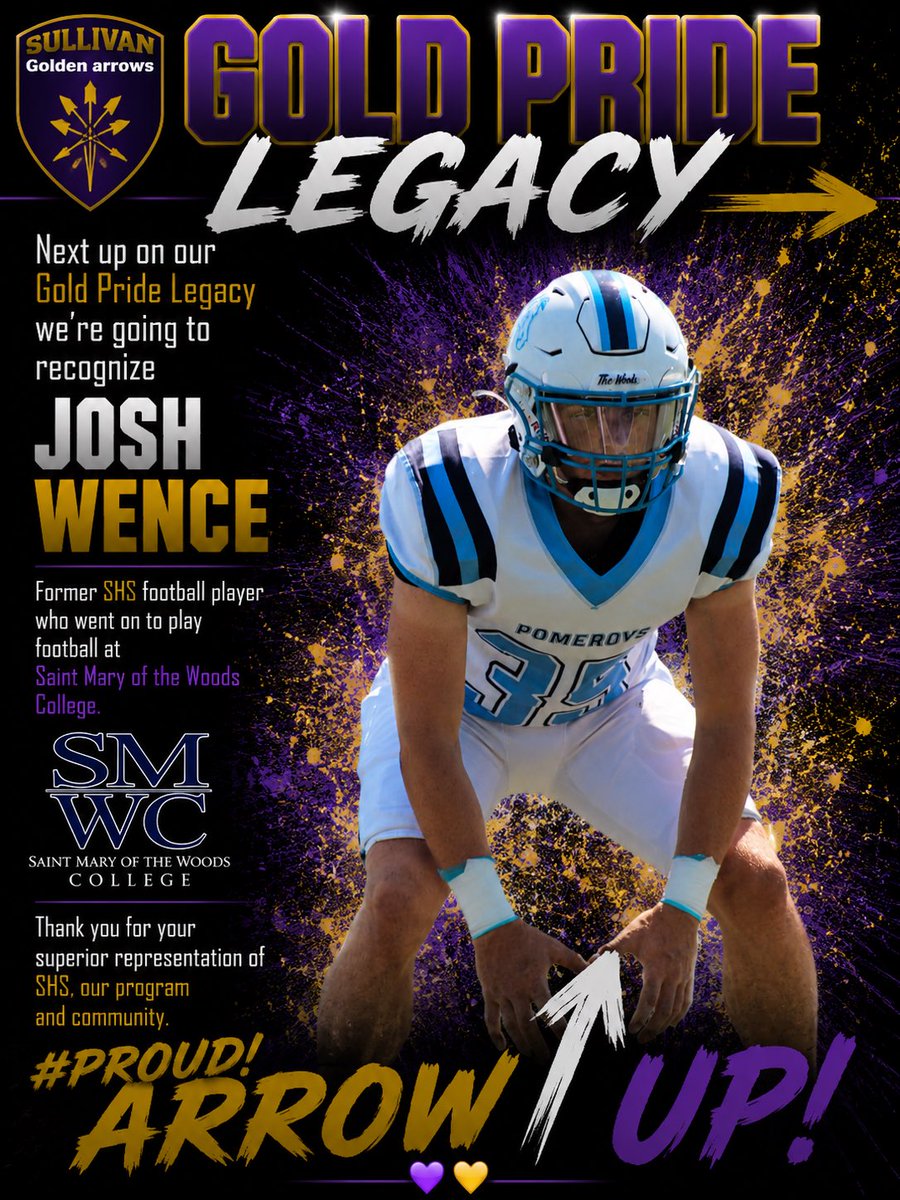 Coach_Caton's tweet photo. Today’s Gold Pride Recognition goes to Josh Wence. Former SHS football player had a Great career at Sullivan and went on to have an outstanding career playing football at St Mary’s of the Woods. Way to represent our school, program and community. Very proud of you kid. https://t.co/iWf0wUyoeF