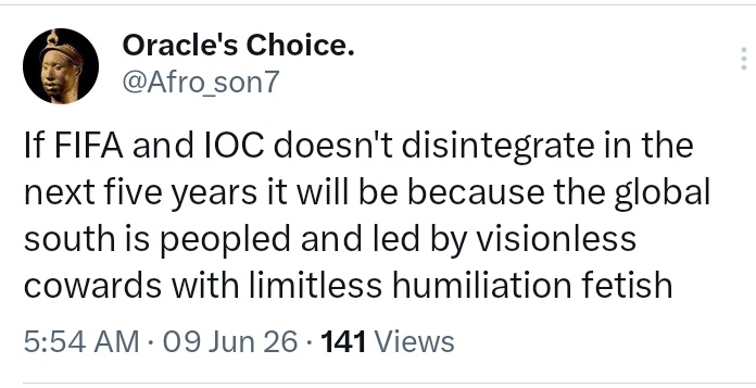 Afro_son7's tweet photo. "Shocking!!!"
"FIFA is corrupt!!!"
"Unbelievable!!!"

As usual, it might take you people another five to ten years to catch up on the weaponization of these international sporting institutions by the west. 

And another twenty years to decide what should be the appropriate https://t.co/kakq516g8n