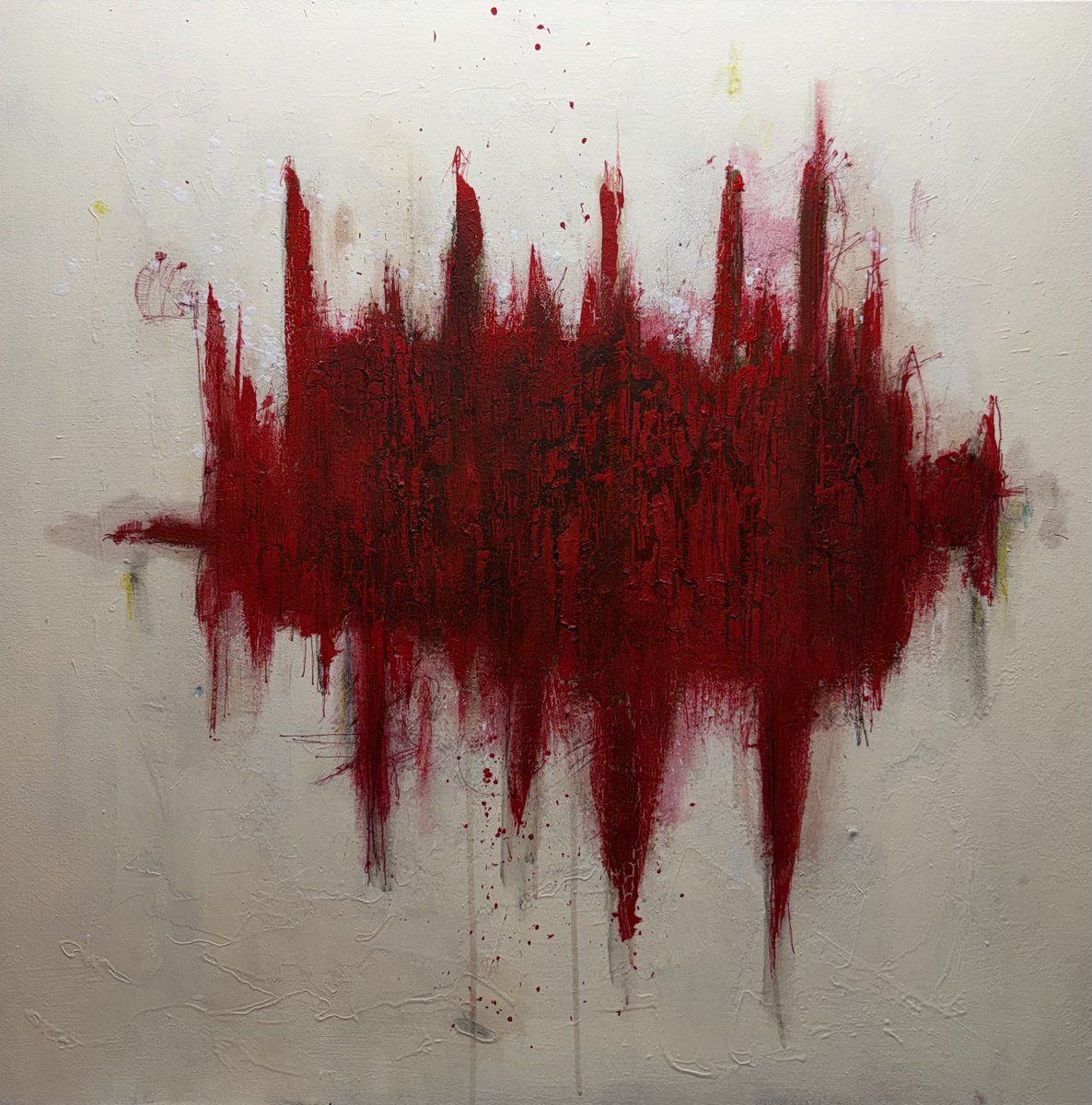 bowmanism's tweet photo. “the birth of tragedy” 

mixed media on canvas 
36” x 36” 
available 
#Art #Painting https://t.co/tDWmEuWUcx