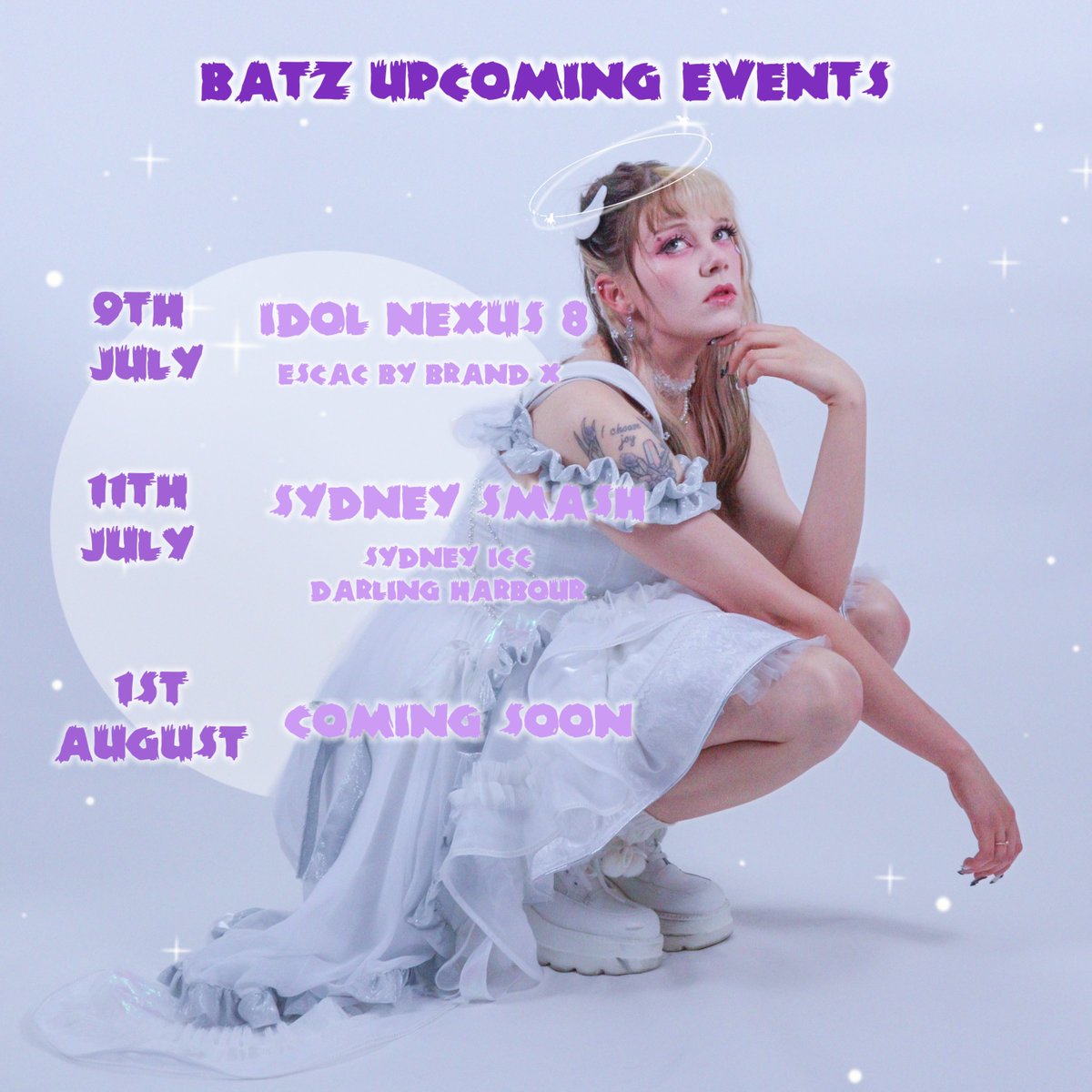 CosmicBatt's tweet photo. 𝙐𝙥𝙘𝙤𝙢𝙞𝙣𝙜 𝙥𝙚𝙧𝙛𝙤𝙧𝙢𝙖𝙣𝙘𝙚 𝙖𝙣𝙣𝙤𝙪𝙣𝙘𝙚𝙢𝙚𝙣𝙩! 
°˖✧｡ ₊°༺❤︎༻°₊ ｡✧˖°
I have a few super exciting performances lined up along side @acemetric_nz this coming week and one upcoming one that I can't talk about just yet ໒꒰՞ ��. .ܸ՞꒱ა 💜🦇
 #海外アイドル https://t.co/fQnYv0WhUM