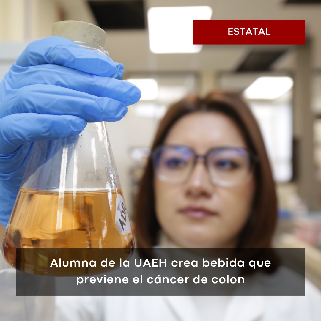 Transversal_hgo's tweet photo. 🔬🌾¡Orgullo Garza!
Karen Reyes, estudiante de doctorado de la #UAEH, formuló una innovadora bebida no alcohólica a base de #cebada y #pulque que tiene el potencial de prevenir el cáncer de colon. Esta propuesta de vanguardia aprovecha la riqueza agrícola de Hidalgo para cuidar la salud pública.
Conoce los detalles de la investigación: 👇🏼
https://t.co/poyTfLytye
#ÚltimaHora
@UAEH_OFICIAL
#EnTransversal 👈🏾
