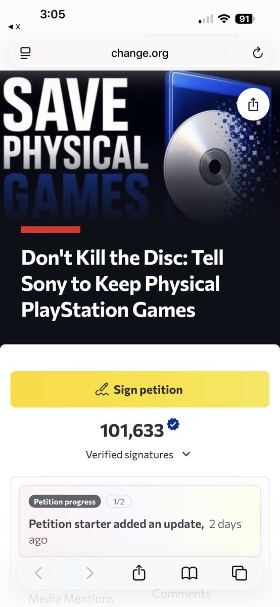 Gingervitus126's tweet photo. WE BROKE 100,000 SIGNATURES 🗣️ 
Now let’s shoot for 1,000,000!

#ForeverPhysical
#SavePhysicalMedia https://t.co/axW0GLcVjL