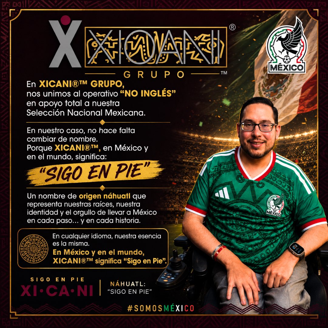 Xicani's tweet photo. #XICANIONLINE 🇲🇽⚽️🔥
.
Hoy no se juega un partido más.
.
Hoy @miseleccionmx 🇲🇽 se mide ante @England 🏴󠁧󠁢󠁥󠁮󠁧󠁿, en el mítico @EstadioBanorte, en una cita con la historia.
.
Dos pueblos con raíces profundas: la fuerza mexica, el corazón latino y la tradición antigua de una nación que hizo del fútbol parte de su identidad.
.
Pero hoy juega México.
.
Y cuando México juega, juega su historia, su orgullo, su gente y su capacidad de levantarse una y otra vez.
.
Desde XICANI®™, una palabra de origen náhuatl que significa “Sigo en Pie”, creemos en un país que no solo sueña con ganar en la cancha…
.
sino también con ser más justo, más humano y más incluyente para todas las personas. ♿️🔥
.
Porque la verdadera grandeza de México también está en construir una nación donde nadie se quede fuera del partido.
.
Hoy rueda el balón.
Hoy ruedan nuestras esperanzas.
Hoy México va por historia.
.
¡Vamos, México! 🇲🇽🔥
.
#SomosMéxico 🇲🇽
#SigoEnPie🦿
#InclusiónConHuevos 👊🏼♿️
#SoyXicani❎
