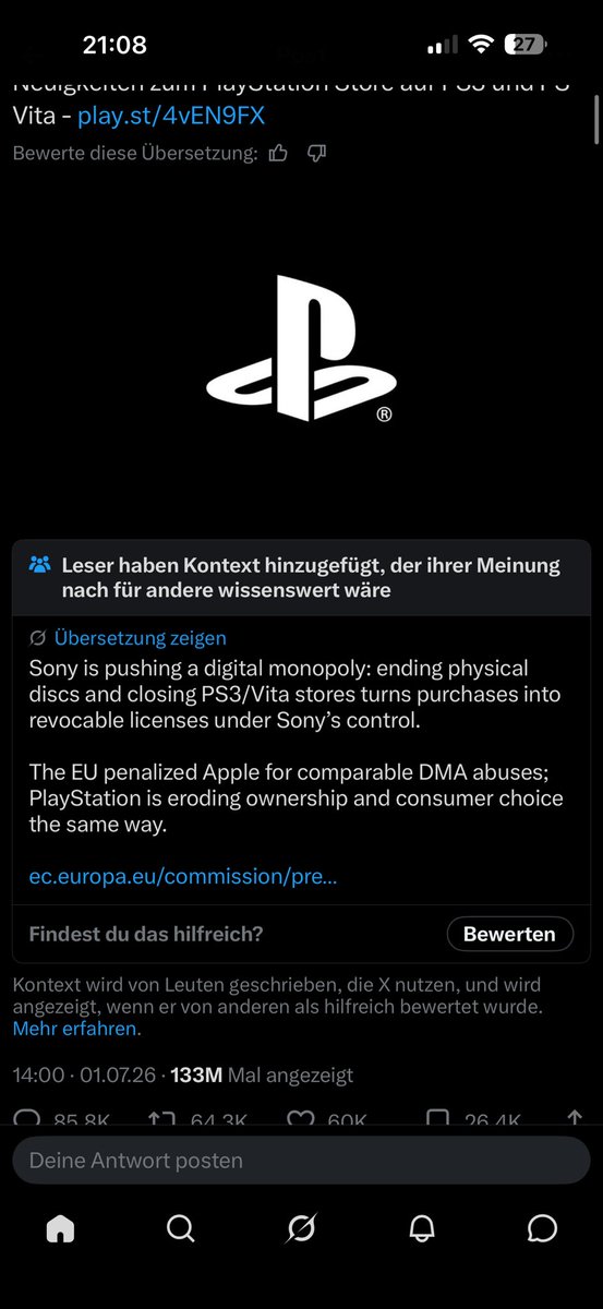 Ravio_01's tweet photo. @PlayStation Fucking ass company the 6th community note https://t.co/rEcw9T8NgY