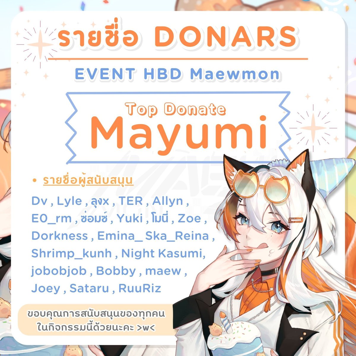 maewmon_25's tweet photo. (=^ ศิลาจารึกรายชื่อผู้ร่วม Event Birthday ^=) 

ขอขอบคุณฟุดฟิดทุกคนที่มาร่วมซัพพอร์ตแมวตัวน้อยในกิจกรรมวันเกิดปีนี้ของแมวมอนด้วยนะคะ ป๋มจะนำไปใช้ให้อิ่มท้อ--เอ้ย! ให้เกิดประโยชน์สูงสุดค่ะ!! ><

ปล.เดี๋ยวรางวัลจะเริ่ม ๆ ทยอยทำนะคร้าบบบ
#MaewTumarai #Vtuber #VtuberTH https://t.co/g4Q9MpEKd3