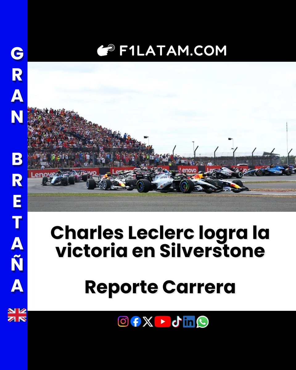 F1LATAMCOM's tweet photo. #F1 | Charles Leclerc logra la victoria en Silverstone - Reporte Carrera - GP de Gran Bretaña
-
🗒️🔗👉 https://t.co/SjM5FM9xFw
-
#F1LATAM #Formula1 #FormulaOne #F12026 #BritishGP https://t.co/r0ligd4ZgF