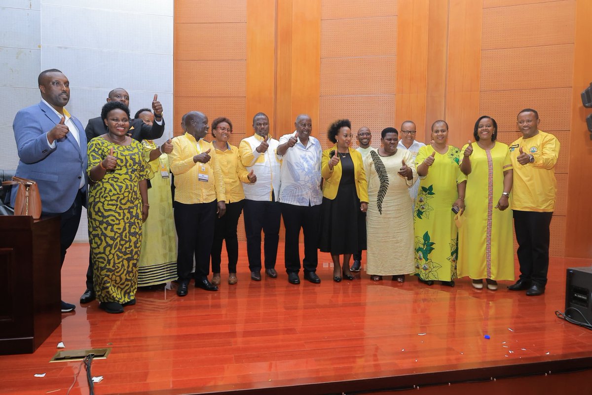 NRMOnline's tweet photo. PHOTOS: The NRM Electoral Commission Chairman Dr. Tanga Odoi today declared Mr Bangumya Fred Rwakaizi and Stella Kiryowa as party flagbearers for the two positions of Members of parliament to the East African Legislative Assembly (EALA). https://t.co/0IQoNaVj2X