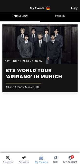 Harumatix's tweet photo. Hey I've BTS tickets available for Saturday performance at Allianz Arena • Munich, DE

€250 each! 
Saturday, July 11, 2026, 8:00 PM

I'm happy to show proof of tickets  dm if you're interested!

🏷️ BTS WORLD TOUR ‘ARIRANG’ IN MUNICH
BTS MUNICH TICKETS 
BTS TICKETS 🎫❤️🫶 https://t.co/BAbEUuFG23