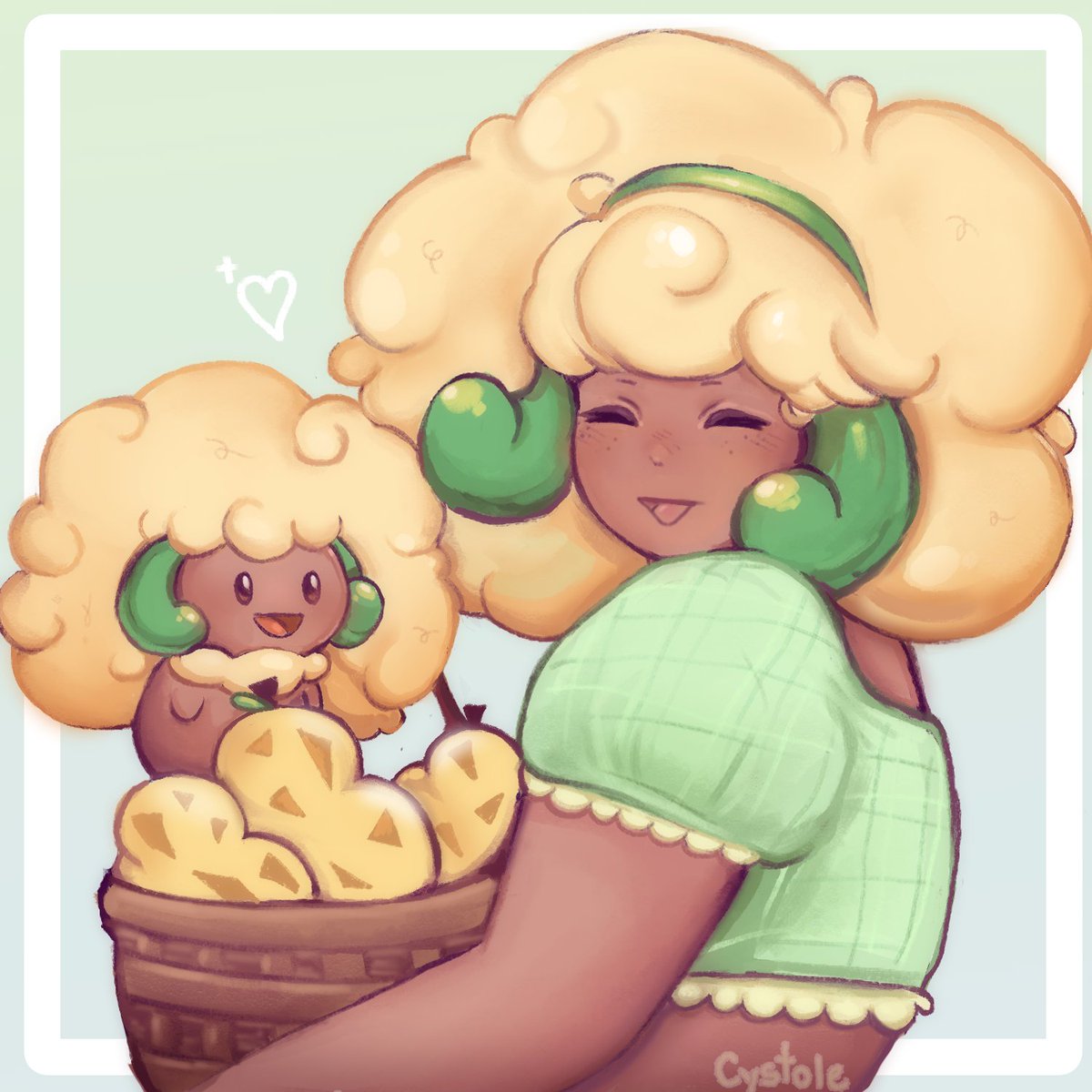 cystole's tweet photo. Finished Artfight attack!! Whimsicott moment 🌟☘️ #artfight2026 #pokemon #artmoots the fruits look wonk central https://t.co/3utxsDT94U
