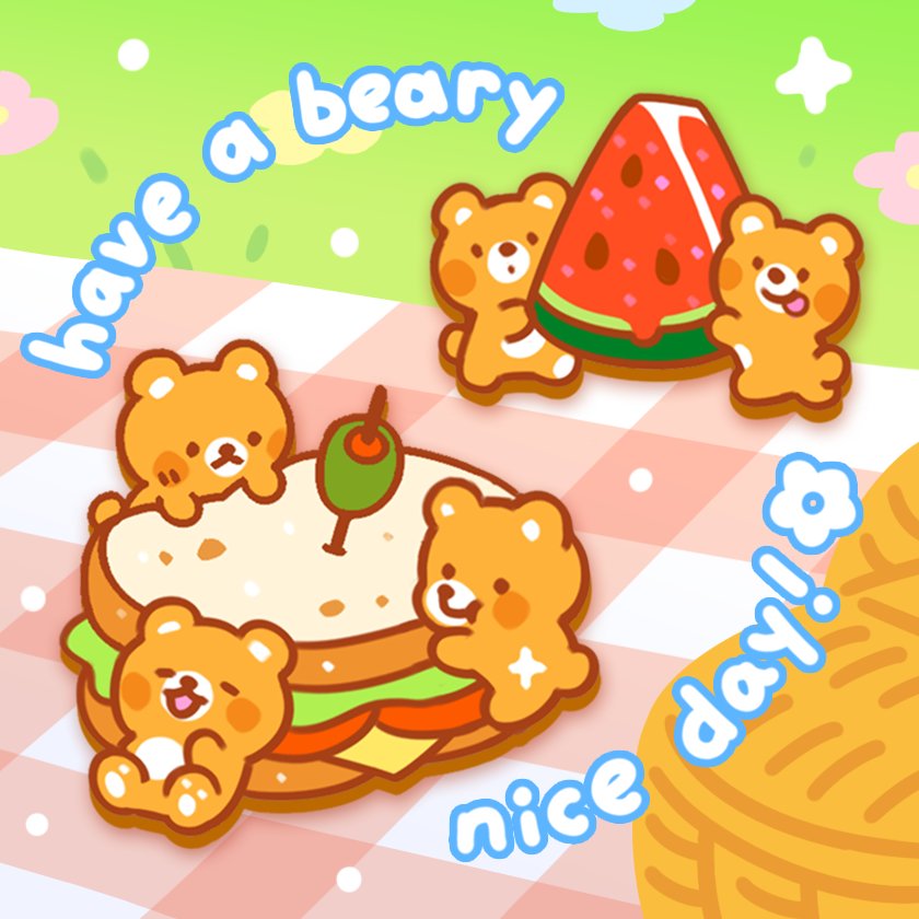 Giraffaloops's tweet photo. Picnic bears! :3 https://t.co/172DYJqjJt