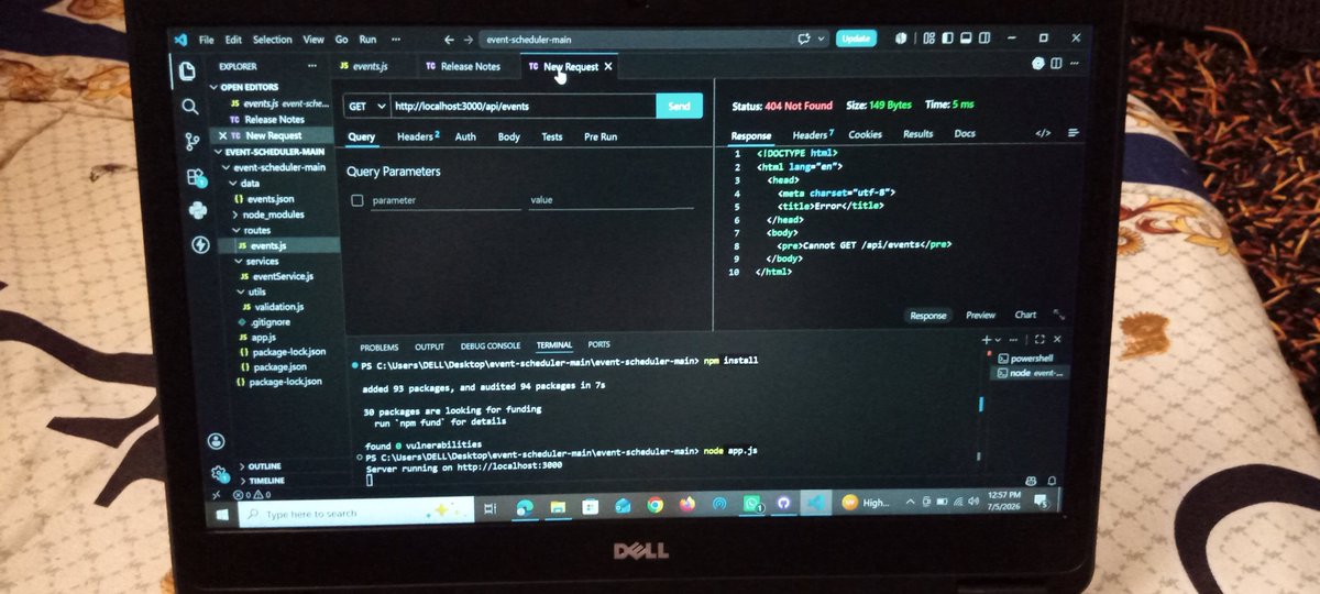 Dawn1Anthony's tweet photo. Working on team project event schedule API still on progress not finished yet https://t.co/0SBGTwcznU