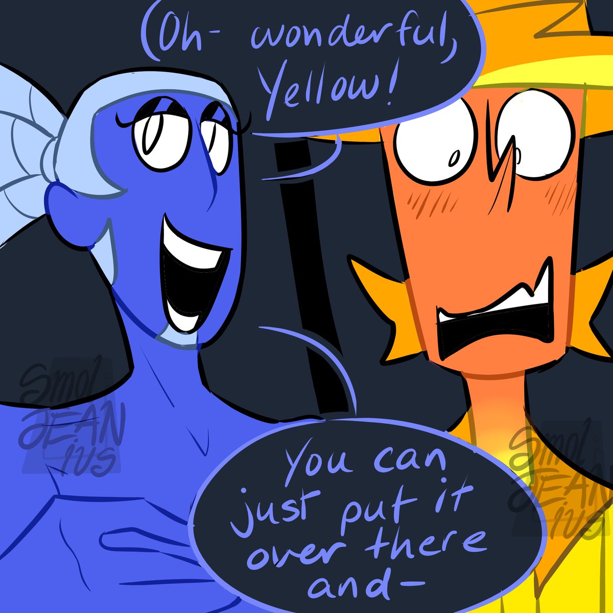 smoljeanius's tweet photo. (1/2) #deltarune #yellow #blue #deltarunespoilers https://t.co/mIPGsPkcbF