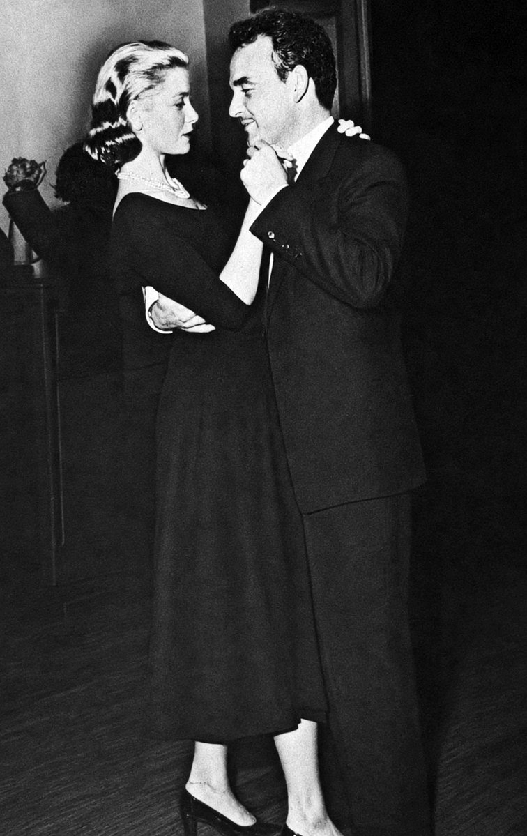 GRACENFAMILY's tweet photo. 25th April 1956. Princess Grace dancing with Prince Rainier of Monaco on their honeymoon as they are guests at a ball given by the Majorca Yacht Club. https://t.co/gc3vNraLqm