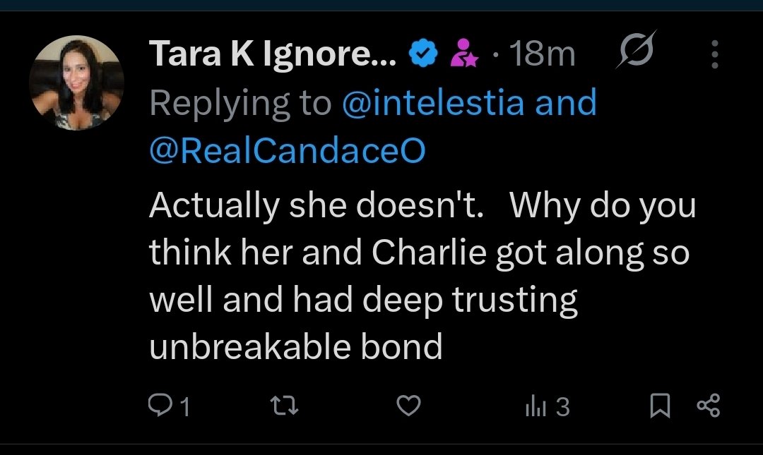 intelestia's tweet photo. You wrote exactly what I said you wrote. Screenshot attached.

Now you are denying it and shifting to an entirely different topic, again.

So either you replied to the wrong thread, or you are lying, much like Candace often does.

I replied respectfully and would not have done so if I had realized I was dealing with someone relying on lies, deflection, and insults instead of honesty and good faith.