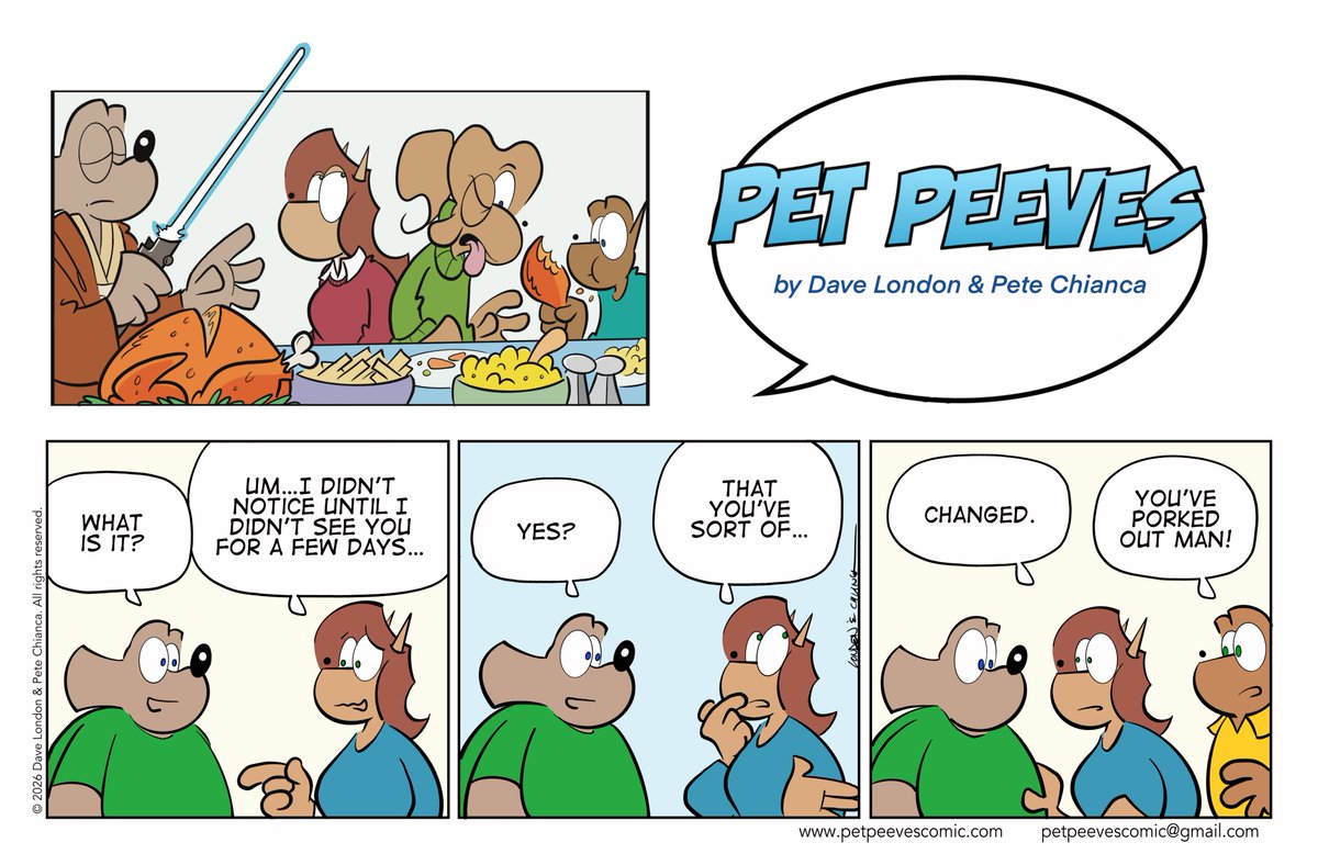 PetPeevesComic's tweet photo. Pet Peeves, July 5, 2026: Hank lays it out for CJ. #weight #diet #health #comicstrip #humor https://t.co/eXZFuUWz3v