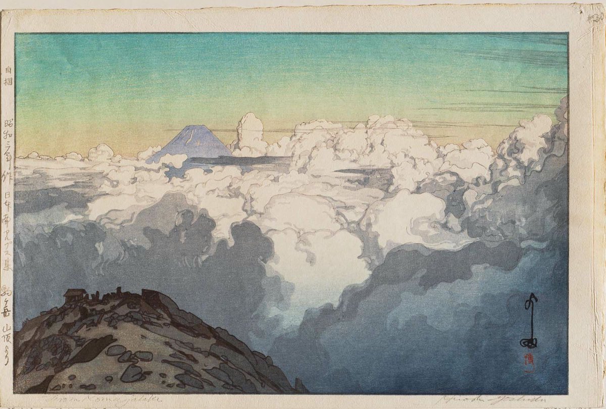 JapanTraCul's tweet photo. From Komagatake, from Southern Japan Alps, by Yoshida Hiroshi, 1928 https://t.co/oQLZCSnyrd