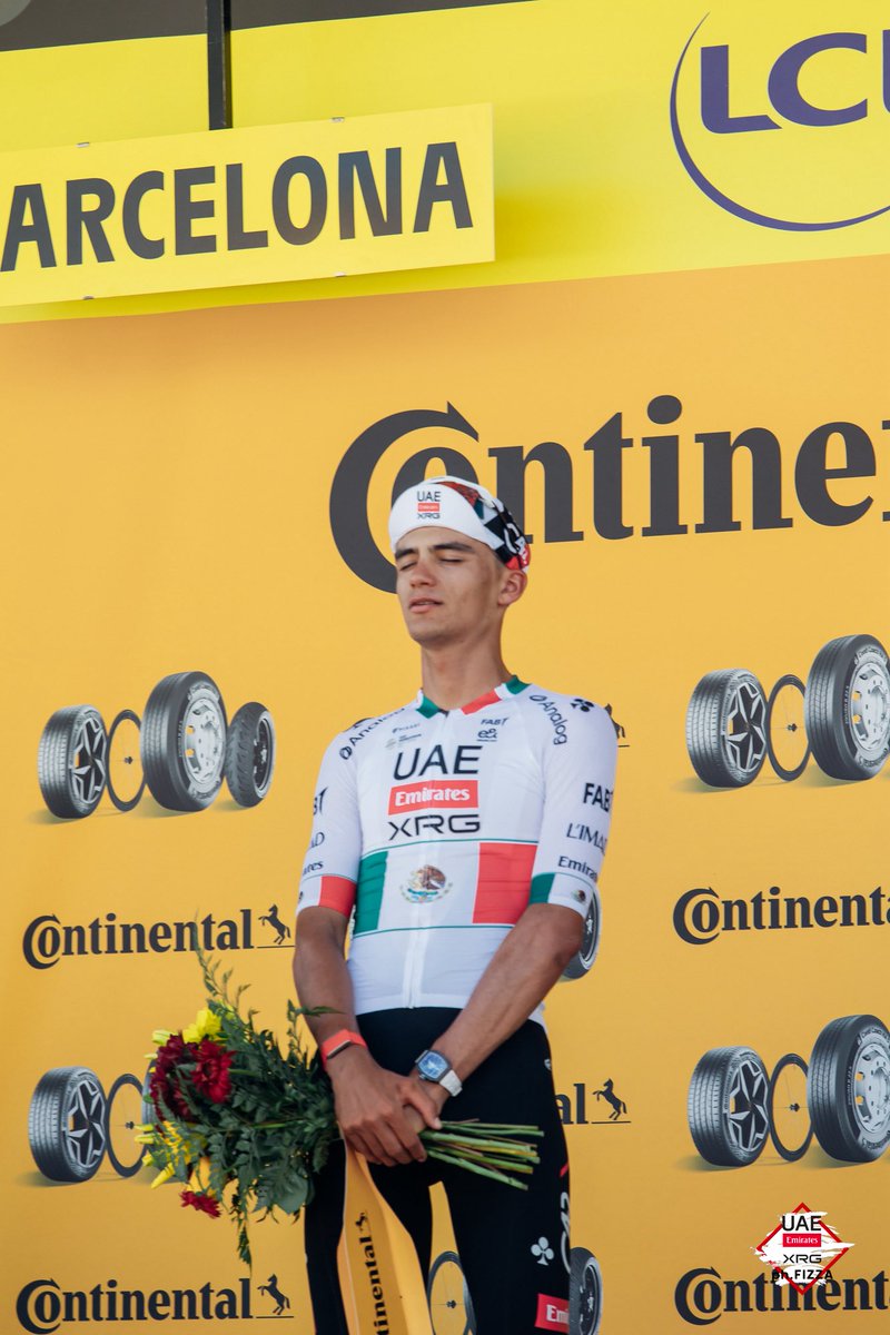 TeamEmiratesUAE's tweet photo. #TDF2026 Winner’s feeling 🦅 

🇲🇽 @ISAACDELTOROx1 

#WeAreUAE https://t.co/NyKm1RUwvV
