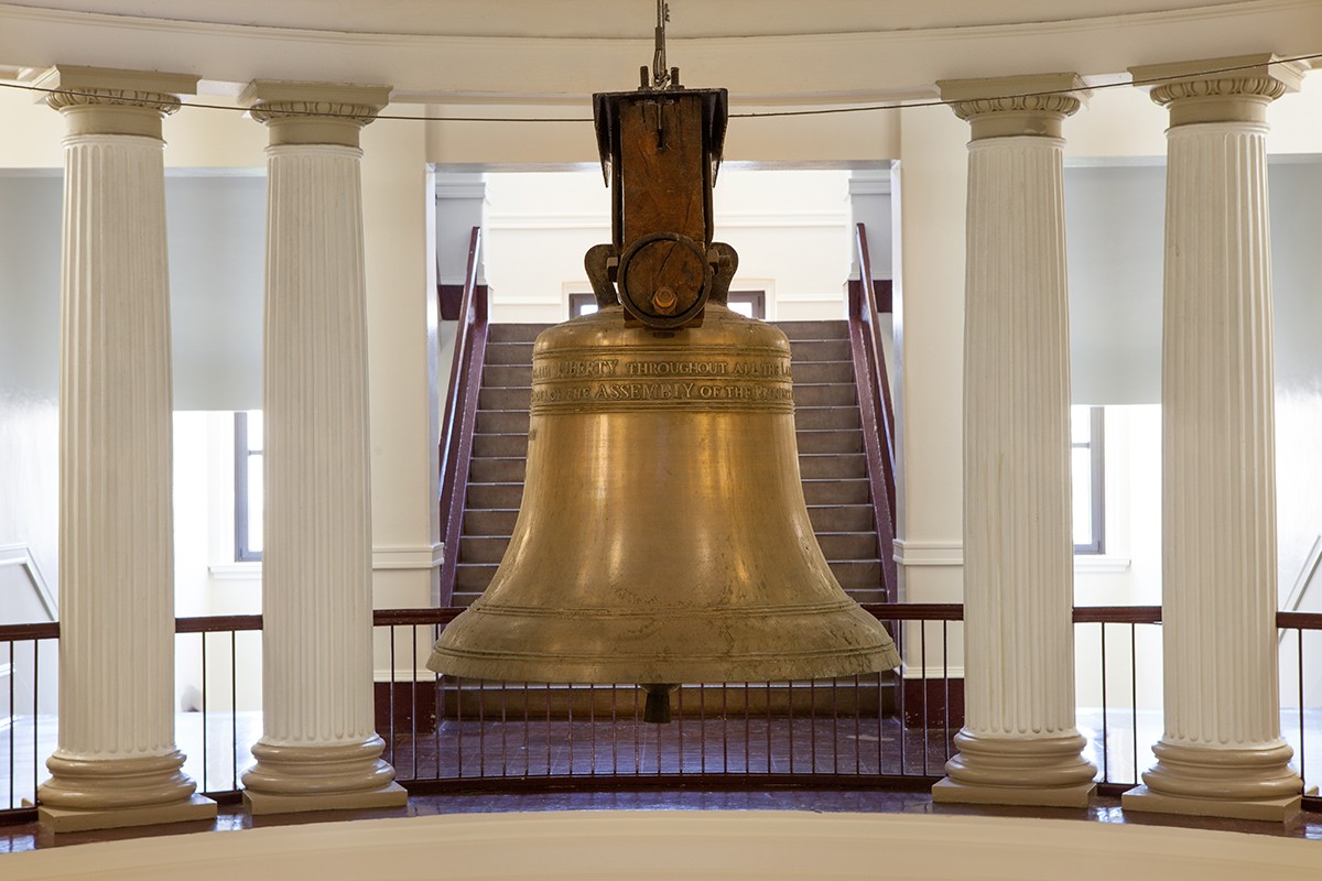 tamusystem's tweet photo. “No one suffered more than the Aggies, so we will give it to them.”  On this day in 1950, Texas Gov. Allan Shivers presented the state's replica Liberty Bell to @TAMU, honoring the Aggies who served in #WWII.  

The bell normally hangs in the rotunda of the Academic Building, but will be relocated to the James A. Baker, III Pavilion at the George H.W. Bush Presidential Center while the building undergoes a $30 million renovation, approved by the Board of Regents this May: https://t.co/yPtnnBO6ok