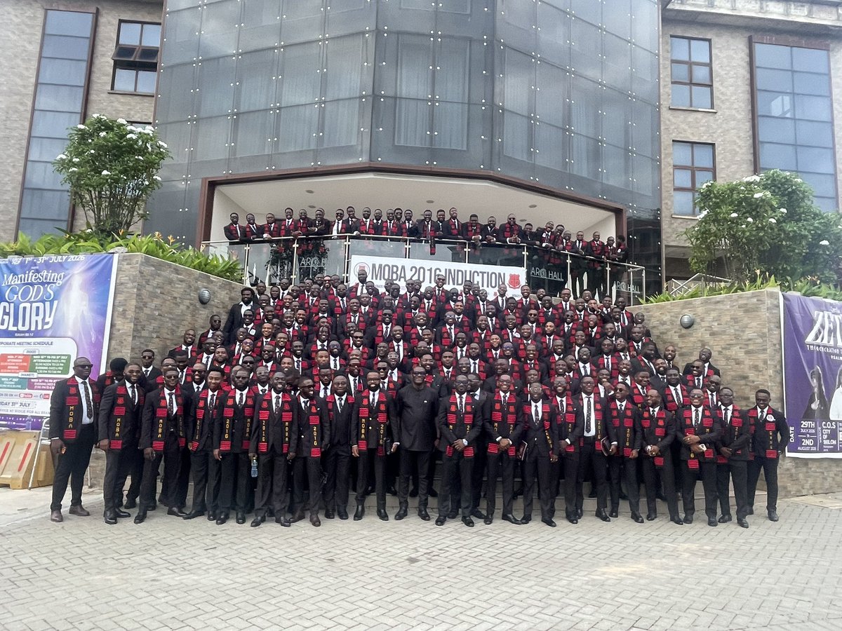 mobafraternity's tweet photo. Ten Years Later: A Decade of Growth, A Lifetime of Brotherhood. MOBA 2016 is Home.🔴⚫️
On 4th July 2026, the MOBA Class of 2016 officially joined the fraternity, taking the Oath of Brotherhood before over 200 alumni during a memorable induction ceremony at the Accra Ridge Church. https://t.co/C4GgPbyYWq