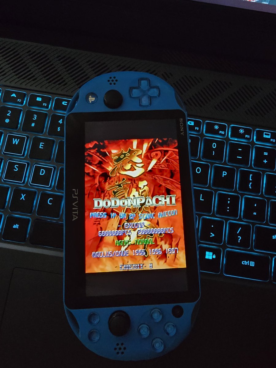 PhantomStationX's tweet photo. With Retroarch, I can rotate the game screen to play shmups vertically on my PSVita. https://t.co/Zu9K3NfJOZ