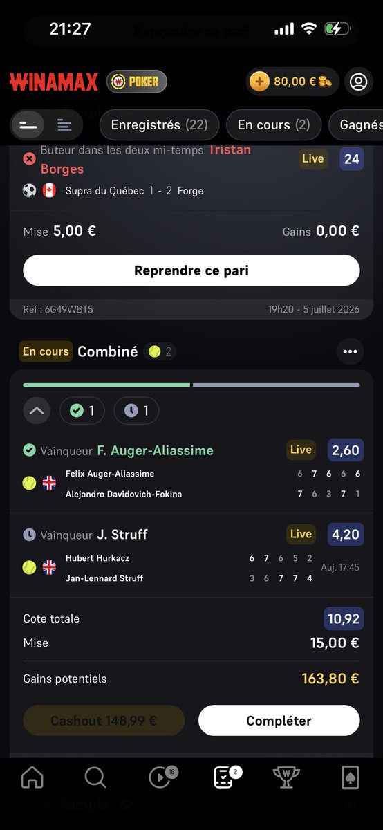 Korpy8's tweet photo. @WinamaxSport sa fais 30 min jpe pas cash out, le match viens a l’instant de finir par abandon, je veux les sous du cashout et non juste 15 x 2,60 https://t.co/p3fl1t0ATq