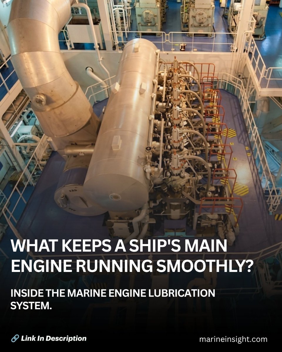 MarineInsight's tweet photo. Learn how every major component works together to keep a ship's main engine operating safely.
Read the full article for more details: https://t.co/BhnWWwUvcW
#MarineEngineering #MainEngine #LubricationSystem #ShipMachinery #EngineMaintenance #MarineInsight https://t.co/qxOPJccyLI