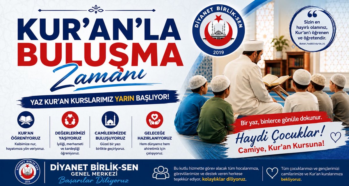 eryigit_m's tweet photo. Yarın başlayacak Yaz Kur’an Kurslarımızın; çocuklarımız, gençlerimiz, ailelerimiz ve ülkemiz için hayırlara vesile olmasını Yüce Allah’tan niyaz ediyoruz.

Yaz Kur’an Kursları; sadece Kur’an-ı Kerim’in öğretildiği değil, aynı zamanda milli ve manevi değerlerimizin, güzel ahlakın, https://t.co/YtYa6HlOMz