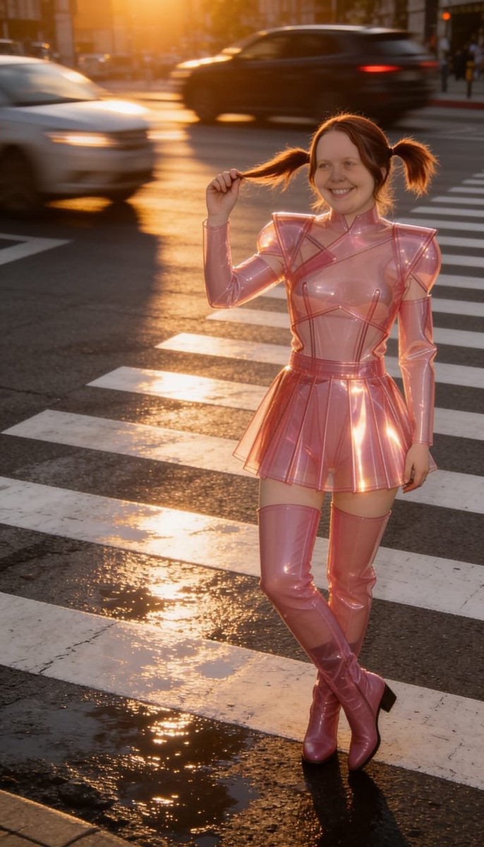Lizzy1262629's tweet photo. Golden hour on the city streets in my shiny pink PVC outfit! πβ¨ Pigtails and a big smile β feeling like a total boss under the sunset glow π #ShinyStreetStyle
#PinkPVCOutfit #ShinyFashion #CitySunset #Pigtails #GlossyOutfit #AlternativeFashion #CuteOutfit #PVCSet #PlayfulLook #TransparentPVC #NeonVibes #ShinyDress #KawaiiGirl #StreetStyle #GoldenHourGlow
