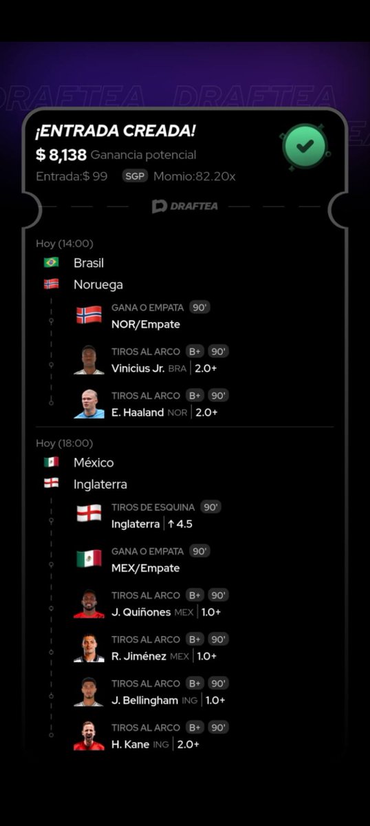 pardeley05's tweet photo. Les dejo aquí 3 parlays a ver qué tal.

#draftea #apuesta #parlay https://t.co/goT8dPeFul