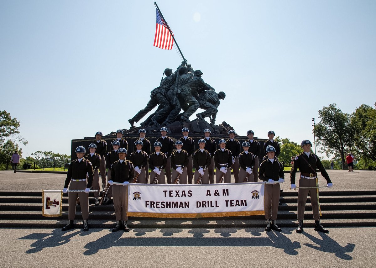 Glenn_Hegar's tweet photo. I am proud of the @AggieCorps for traveling this weekend to represent @TAMU in our nation’s capital. The Fish Drill Team, Ross Volunteer Company and Corps Color Guard were in Washington, D.C., to help celebrate America’s 250th birthday with the honor, discipline and tradition that make the Corps so special. They represented Texas, Texas A&M and our nation with distinction. Gig ’em!