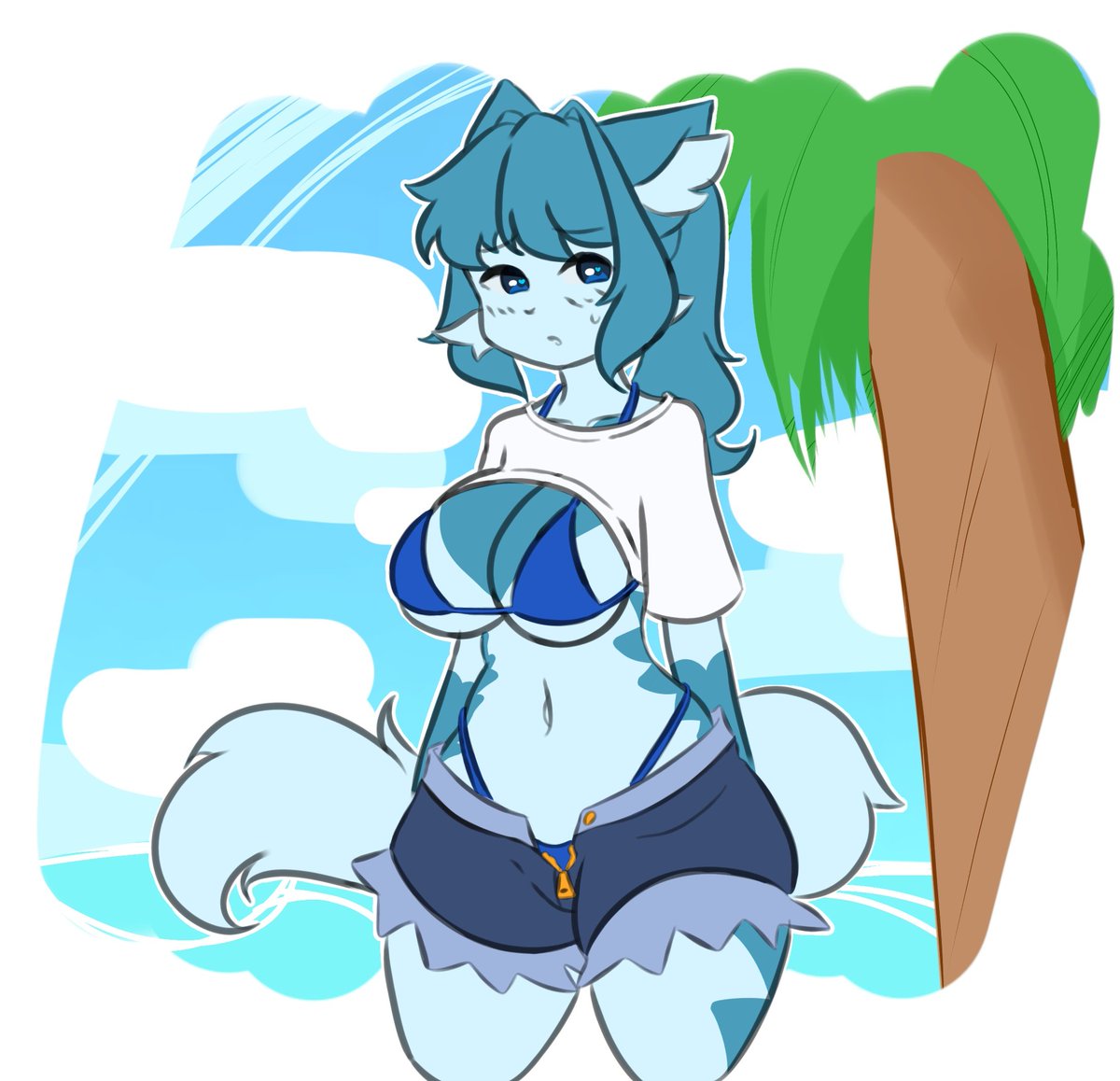 couldbecheese's tweet photo. "Why're you staring at me like that, its really hot today..."

(Background art done by @CaslySillyF0x38 :3 ) https://t.co/USzbYBF9Df