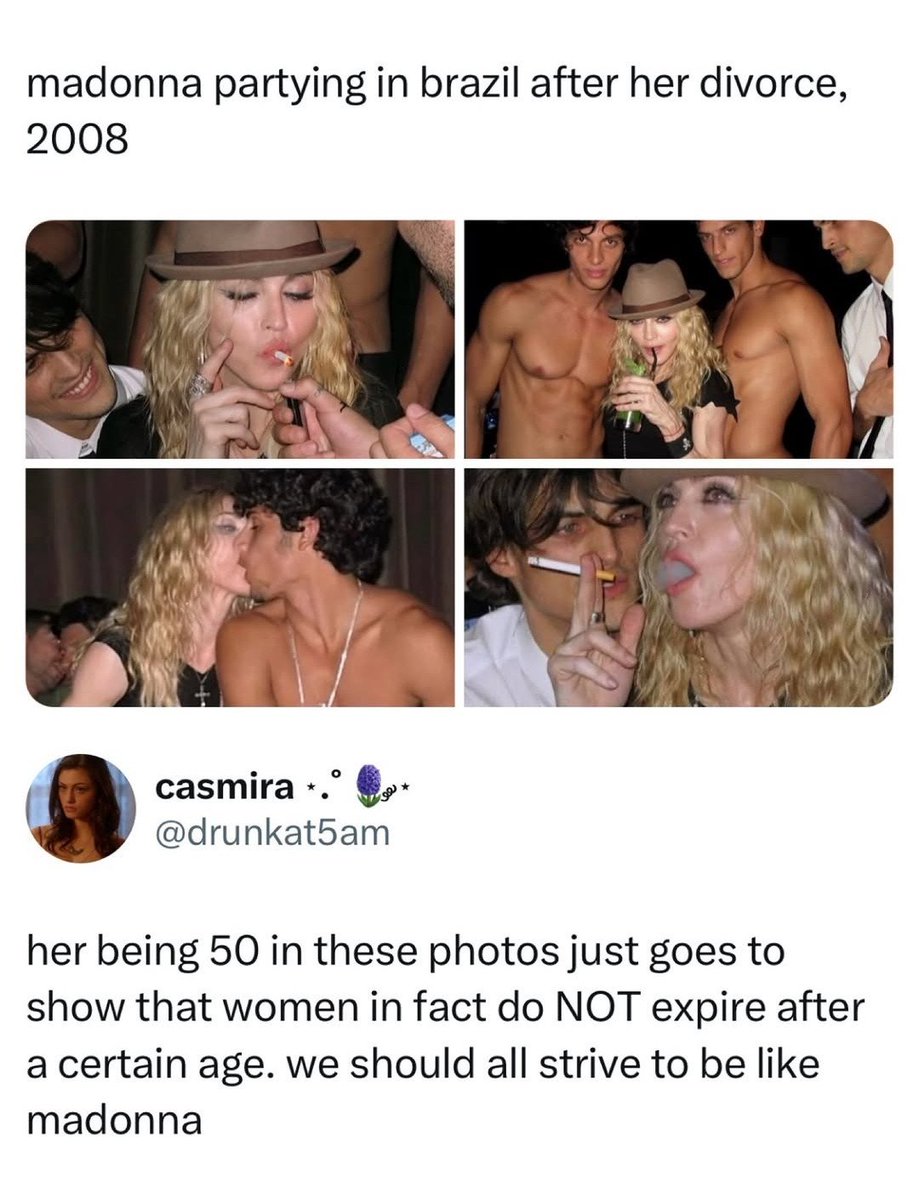 venom1s's tweet photo. Modern women's dream is just to be a hoe until they're old.

They forget that Madonna is a super-rich millionaire, while they'll end up working double shifts until they die, without a husband or kids to look after them. https://t.co/W77PiYPzXJ