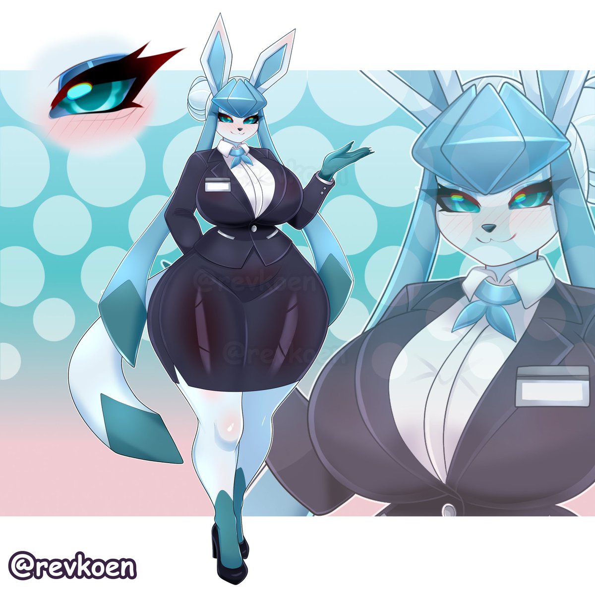 revkoenSFW's tweet photo. Glaceon flight attendant adopt✈️

#pokemon #glaceon #furry https://t.co/r3SOzcF7Ul