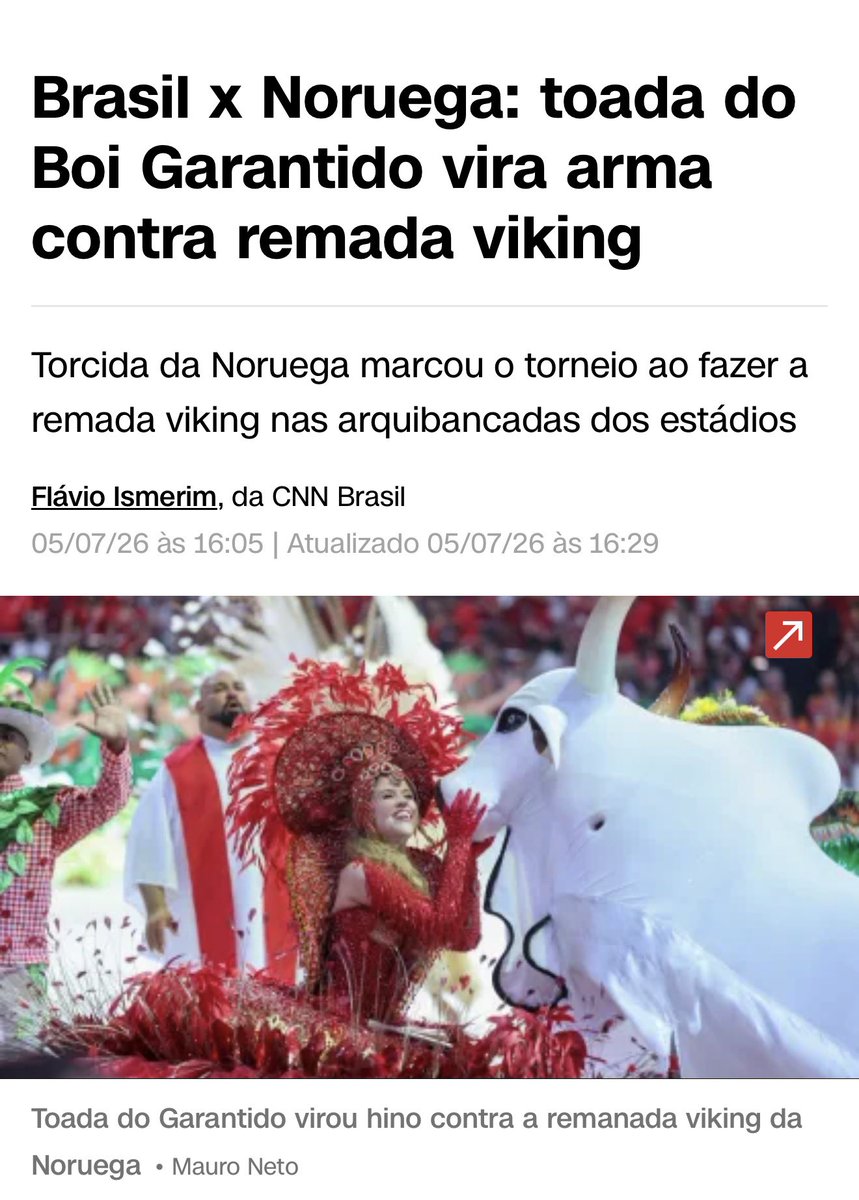RodrigoGuedesam's tweet photo. Toada “Pode remar” do @garantido sendo cantada por milhares de brasileiros no MetLife Stadium, pra contrapor a remada viking dos noruegueses, antes do jogo! 30 anos depois de “Vermelho”, Garantido viralizando internacionalmente de novo! 😍❤️🐮! É, amigos, não tem jeito! https://t.co/9w1mJ5O9I3