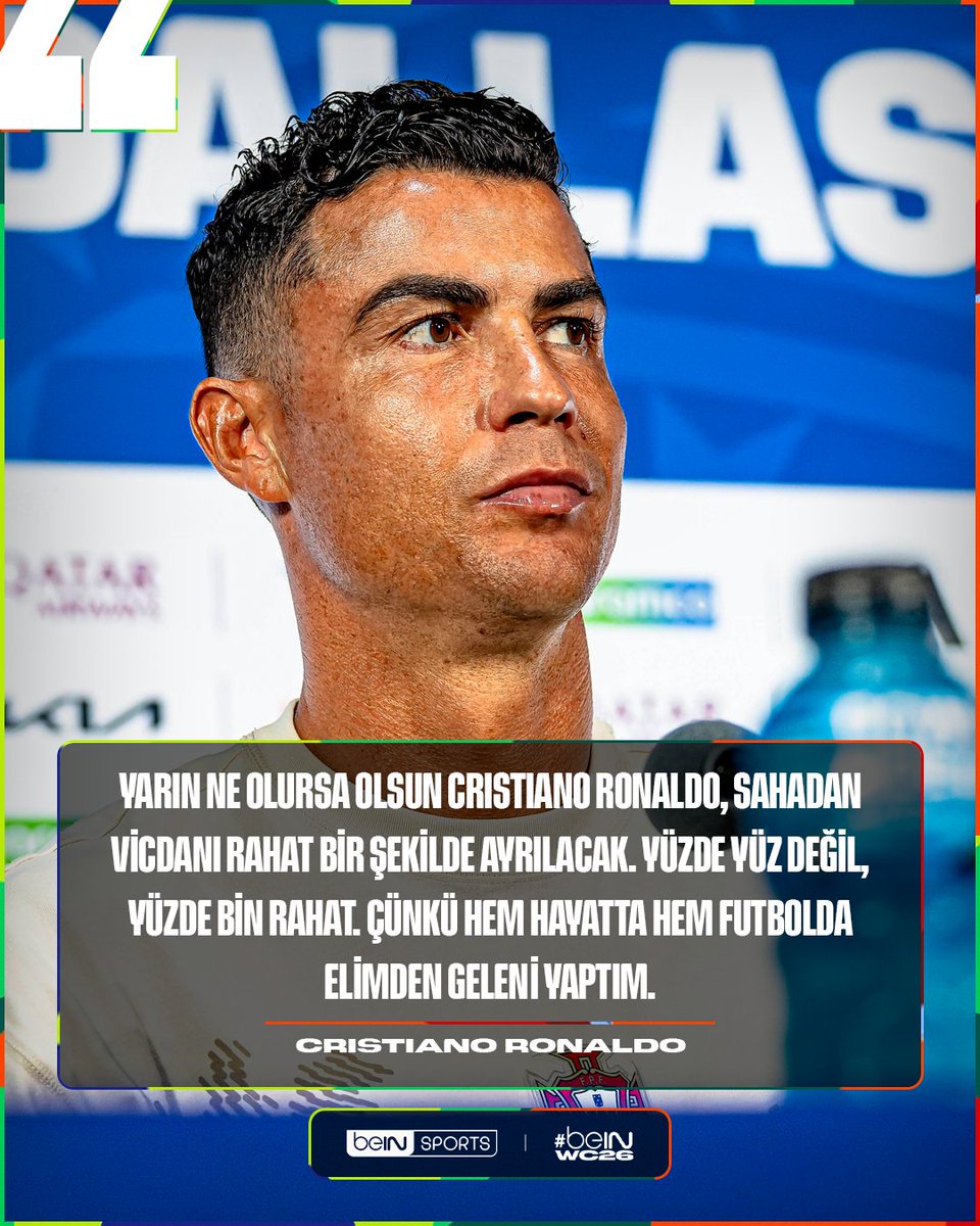 beINSPORTS_TR's tweet photo. 🇵🇹 Cristiano Ronaldo, kendisine yönelik eleştiriler ve kariyeri hakkında önemli açıklamalarda bulundu.

#beINWC26 #FIFAWorldCup https://t.co/0MNPwt5Fh2