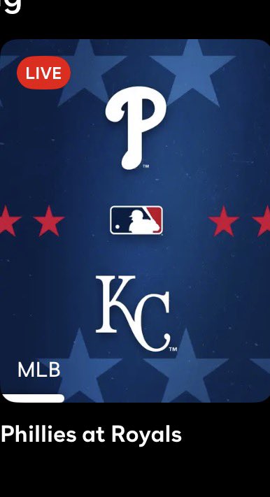 PGS1973's tweet photo. It’s bad enough that a Sunday Royals home game has to be “found” on a pay streaming service (Peacock) other than the “normal” MLB stream or cable channel. But do we also have to watch it on the Phillies own NBC Sports Comcast outlet? What the heck, Royals? https://t.co/RLZnE1vw6X