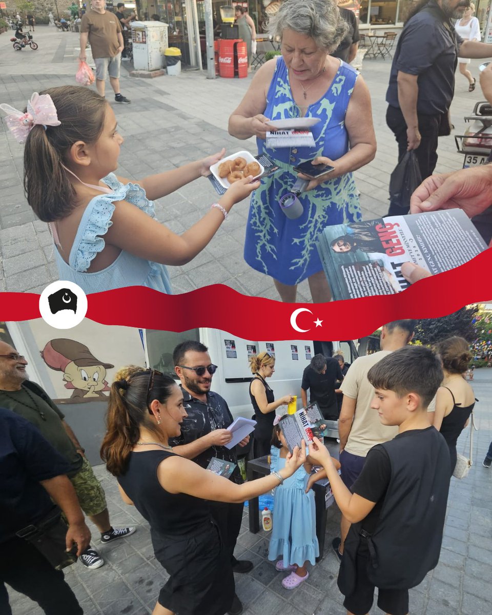 cvpaydin's tweet photo. Onursal Genel Başkanımız Nihat Genç'in vefatının birinci yıldönümü olan 04.07.2026 Cumartesi günü Kuşadası'nın en işlek caddelerinden birinde Aydın İTH olarak Nihat Genç anısına lokma döktürüp dağıttık. Nihat Genç'i ve Onursal Genel Başkanı olduğu Cumhuriyetçi Vatanseverler Partisi ile gözbebeği Veryansın TV'yi tanıtıcı broşürlerimize NATO karşıtı bildirilerimizi de ekleyip Aydın halkına takdim ettik. 

Çocuğuyla, genciyle, yaşlısıyla, erkeğiyle, kadınıyla Türk Ulusunu birleştiren yegâne kadrolarımızla Nihat Genç'in son nefesinde bizden istediği gibi,

ANT OLSUN Kİ CUMHURİYETİ YAŞATACAĞIZ! 🇹🇷