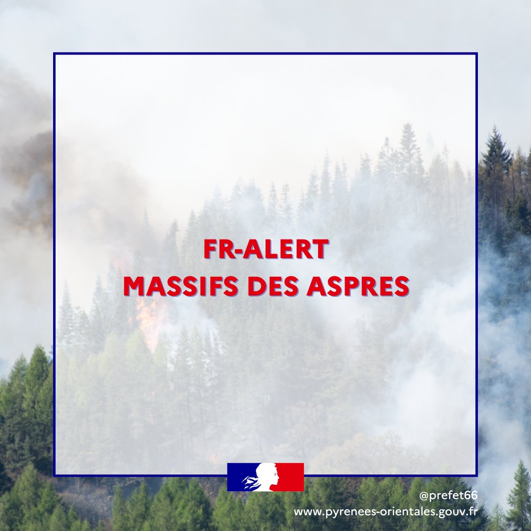 Prefet66's tweet photo. 🚨 FR-ALERT – ÉVACUATION EN COURS 🚨

Le feu continue de se propager.

Le FR-Alert a été envoyé à tous les habitants de la zone concernés et ils sont invités à évacuer immédiatement :
➡️ Par leurs propres moyens, si cela est possible.
➡️ Si vous ne pouvez pas vous déplacer, contactez votre mairie afin de connaître le point de rendez-vous où vous pourrez être pris en charge.

📍 Vous trouverez ci-dessous la liste des communes concernées, ainsi que les lieux d'évacuation et de regroupement prévus pour chacune d'elles.

Liste des communes : 
* Caixas
* Castelnou
* Camélas
* Llauro
* St-Michel de Llotes
* Corbère
* Boule d'Amont
* Casefabre
* Boulternères
* Corbère-les-Cabanes
* Ille-sur-Têt 
* Rodès
* Marcevols
* Tarerach
* Montalba-le-Château 
* Oms
* Montauriol 
* Tordères
* Taillet
* Taulis
* Prunet-et-Belpuig
* St-Colombe-de-la-Commanderie 
* Joch
* Rigarda
* Calmeilles
* Glorianes

Les lieux de rassemblement sont : 
- à Thuir : Maison du citoyen et gymnase
- à Canohès :  Halle des sports 4 rue des Moulins 

⚠️ Respectez les consignes des autorités, n'encombrez pas les routes et ne retournez pas dans les zones évacuées tant que les autorités ne l'autorisent pas.

Merci de partager cette information afin qu'elle parvienne au plus grand nombre.