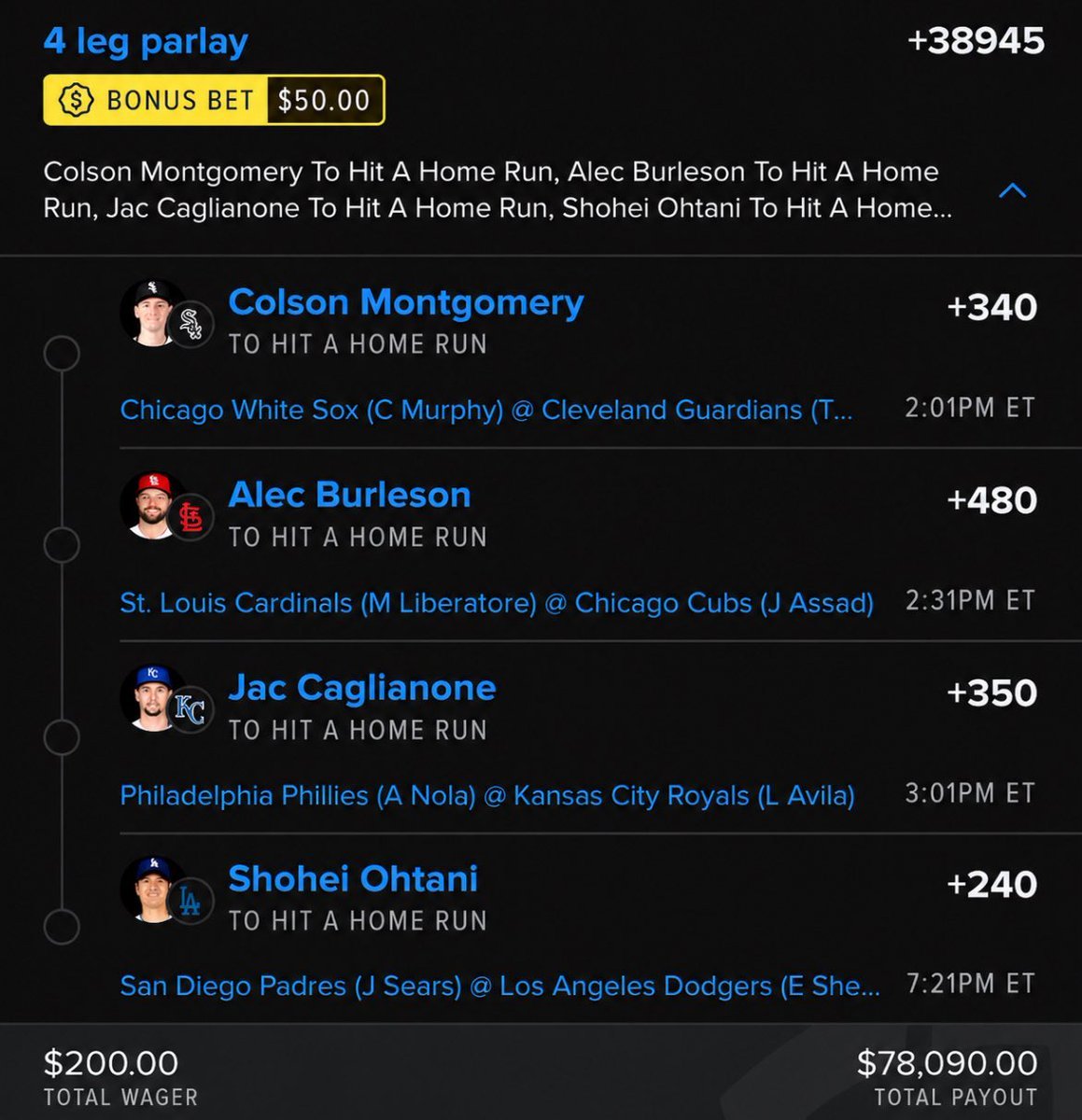 para537's tweet photo. Today’s MLB card is officially locked in 💅💰

4-leg Home Run Parlay in motion.

Updates coming as the slate develops 📈 https://t.co/kolwnjz6UM

@playbook https://t.co/otg7Zhqq0g